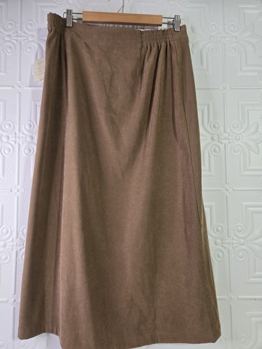 NWT Christopher & Banks Stretch Brown Long Straight Wrap Skirt 4 Buttons Sz 12 - Picture 2 of 16