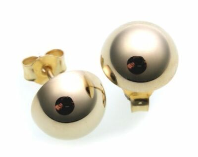 Damen Ohrringe Ohrstecker Gold 585 Gelbgold Halbkugel 10 mm