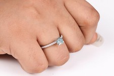 0.80cts Blue Raw Diamond Ring, Rough Uncut Blue Diamond Ring sterling silver 925