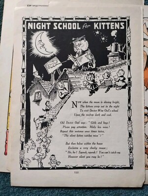 Sk90 Ephemera 50er Jahre Bild Nachtschule für Kätzchen