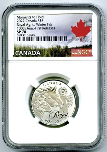 2022 $5 CANADA SILVER NGC SP70 ROYAL AGRICULTURAL WINTER  FAIR FIRST RELEASES