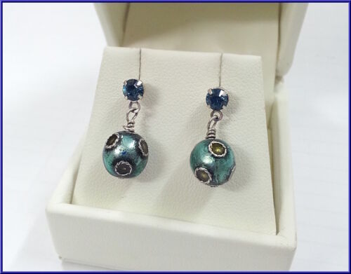 NEW PILGRIM DENMARK SILVER PLATED EARRINGS CRYSTALS DROP DANGLE BALL NICKEL FREE - Picture 2 of 3