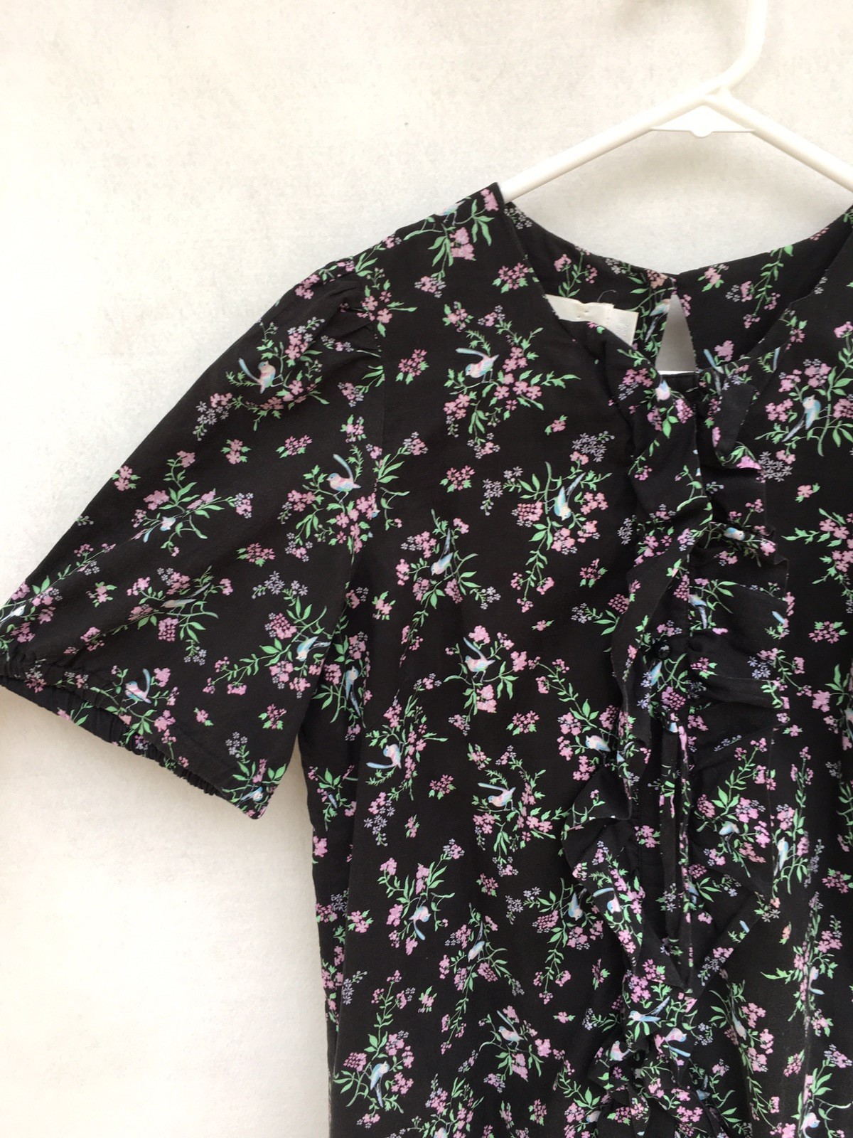 🌱 Zimmermann Short Sleeve Floral Bird Print Embellished Shift Dress Size 0 8