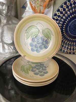 Franciscan Earthenware -5/8 '' Bread Plates Fruit Purple Grapes Green  1960s