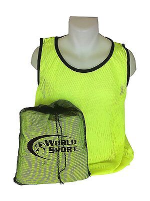 12 Pack Youth YELLOW Blank Scrimmage Vests pinnies bibs by World Sport