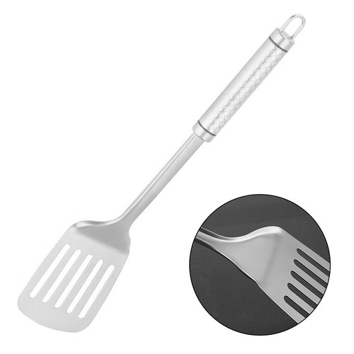 Non Slip Handle Parts Camping Camping Cooking Spatula Silver Slotted Turner - Picture 3 of 12