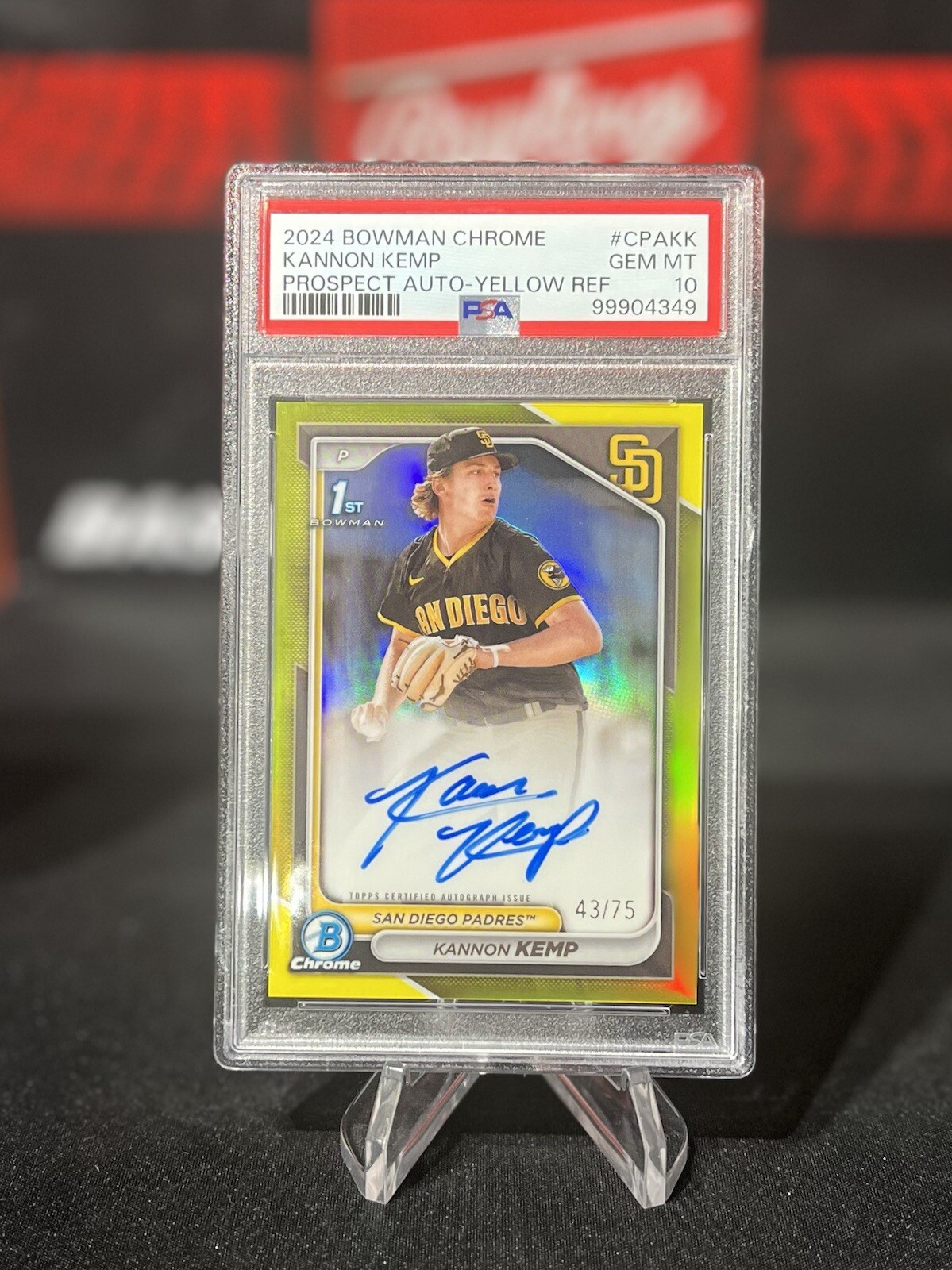 2024 Bowman Chrome Kannon Kemp Yellow Refractor Auto /75 PSA 10 #CPA-KK