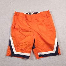 Vtg Nike Y2K Lined Swim Trunks Mens Medium Orange Blue Spellout Swoosh Gray Tag
