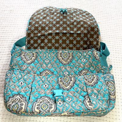 Vera Bradley Totally Turquoise Crossbody Messenger School  Work Travel 11x14x4