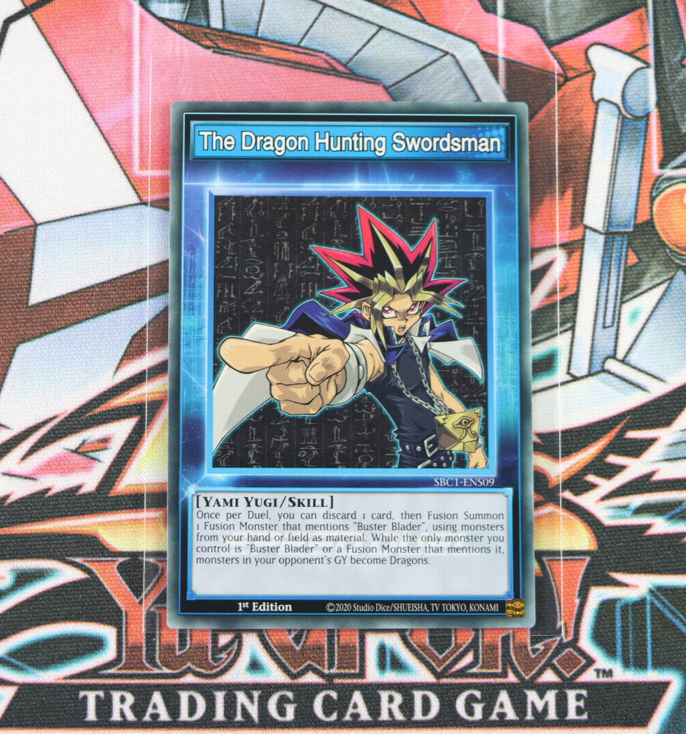 YuGiOh Skill Card The Dragon Hunting Swordsman SBC1-ENS09 1st Edition Common