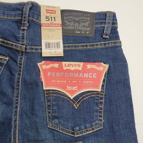 Levi's 511 Girl's Flat Front Slim From Hip To Ankle Stretch Blue Jeans Size 14 - Picture 5 of 7