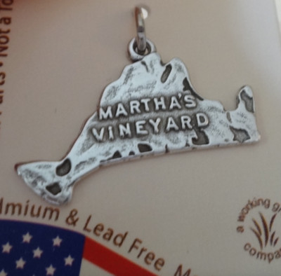 Sterling Silber 24x13mm Karte von Martha's Vineyard Form Massachusetts State Charm