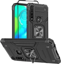 Moto G Power Case Screen Protector 360 Rotation Ring Kickstand Shockproof