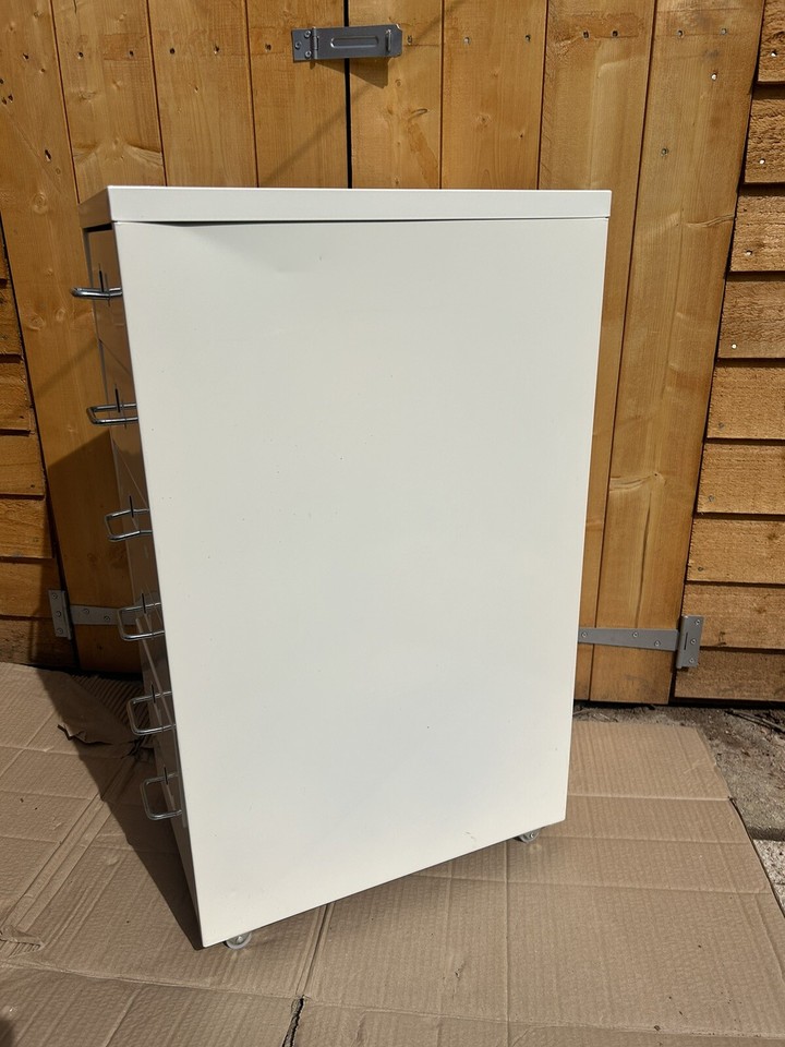 IKEA HELMER 6 Drawer Cream Metal Filing on Castors 28x69x41cm