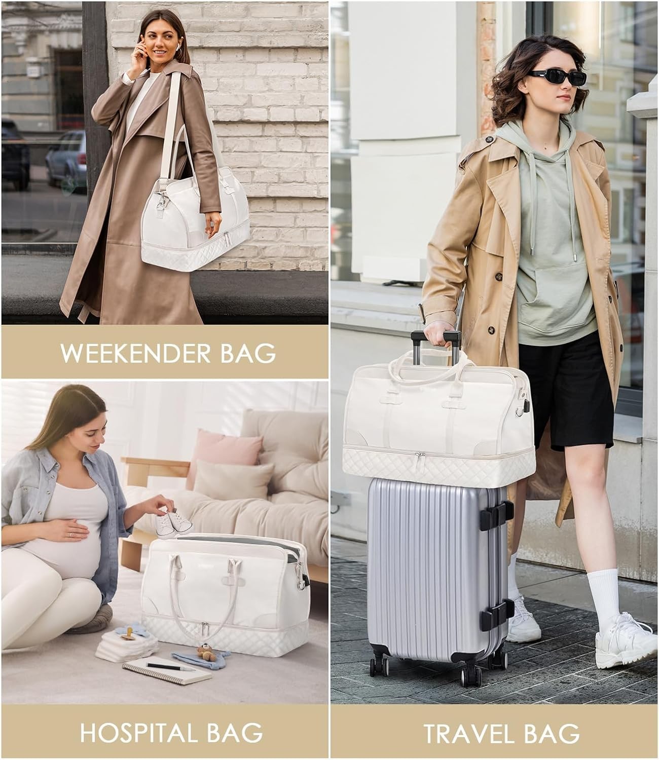 ETRONIK 3 Pcs Weekender Overnight Bag Set for Women &ndash; Large Travel Duffel with