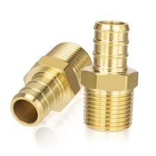 2-Pack Brass 1/2" PEX to 3/8" NPT Male Connector Fitting, Lead-Free Heavy-Duty