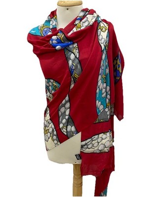 S54# Moschino Boutique Multicolore Rectangle Modal & Cashmere Scarf  76/37 Inch
