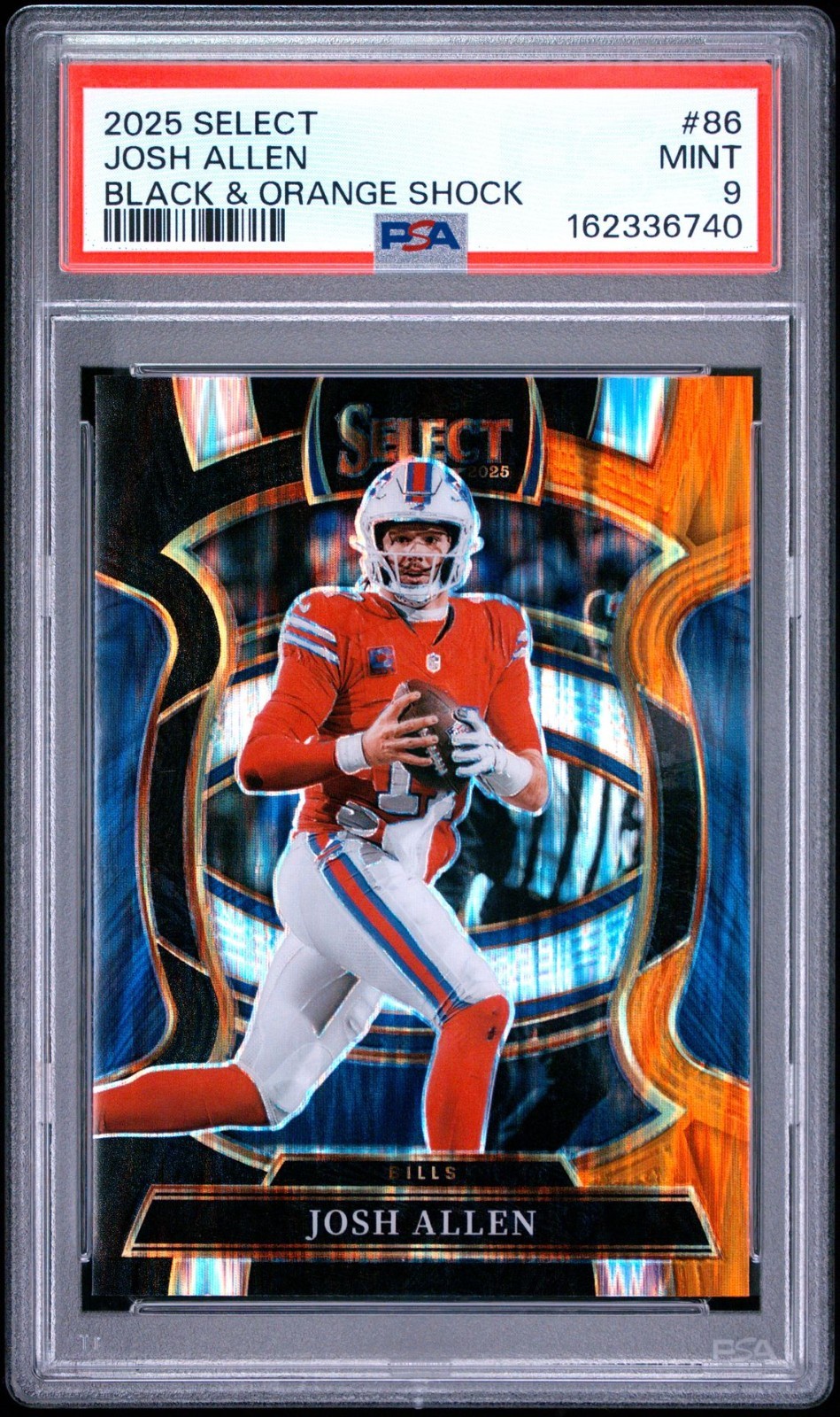 2025 Select #86 Josh Allen Black and Orange Shock Graded PSA 9 MINT
