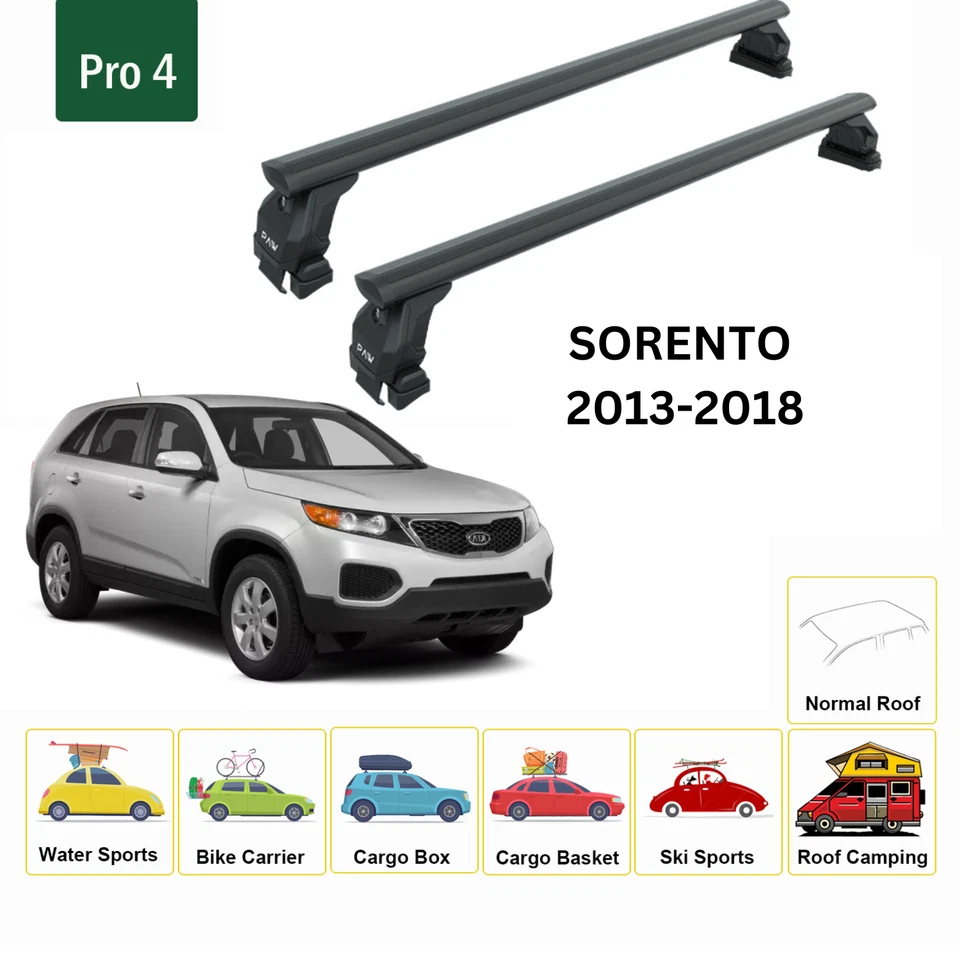 Barras transversales de techo para Kia Sorento 2013-2018 techo normal aluminio negro Foto 2 de 3