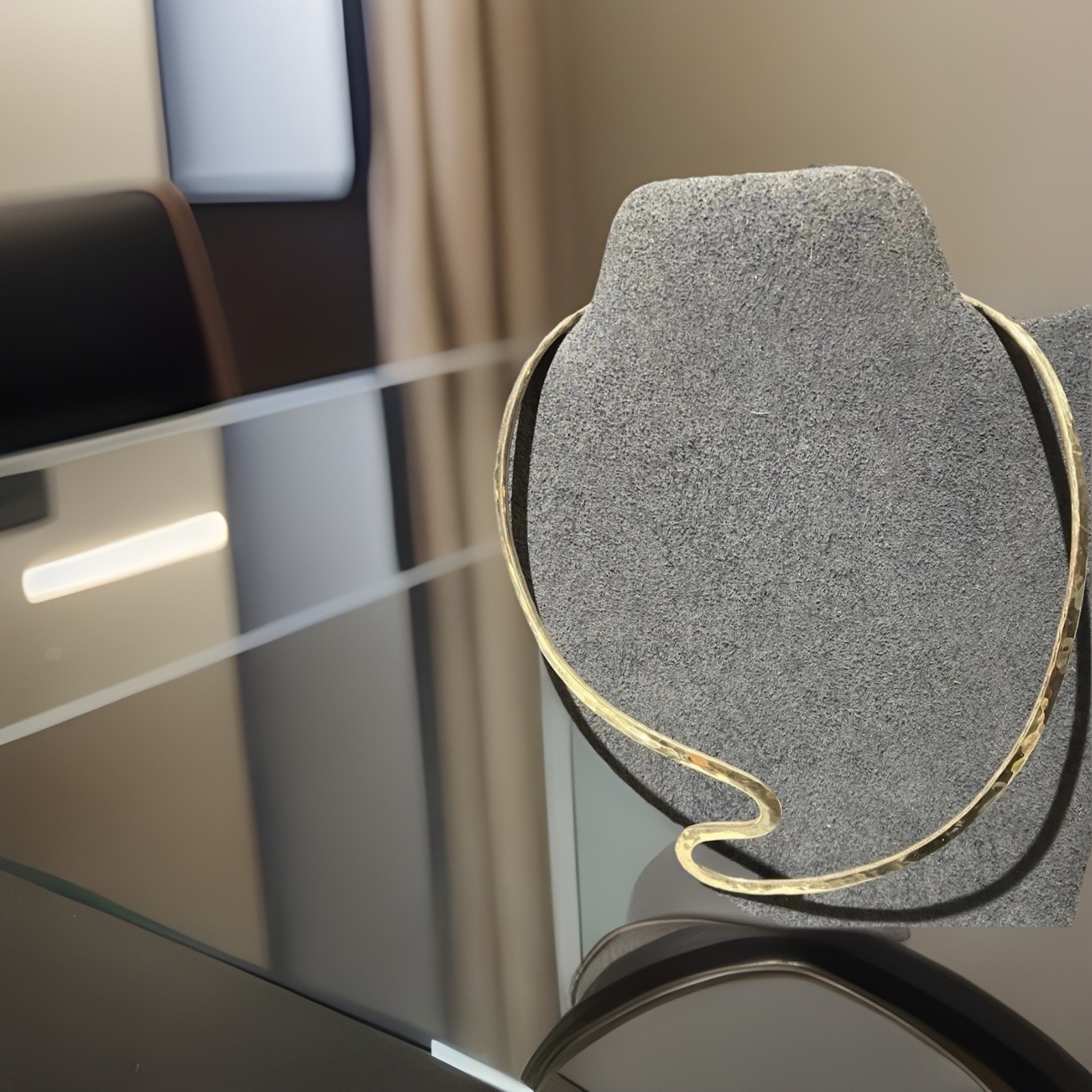 Solid Sterling Silver Hammered Abstract Neck Wire… - image 1