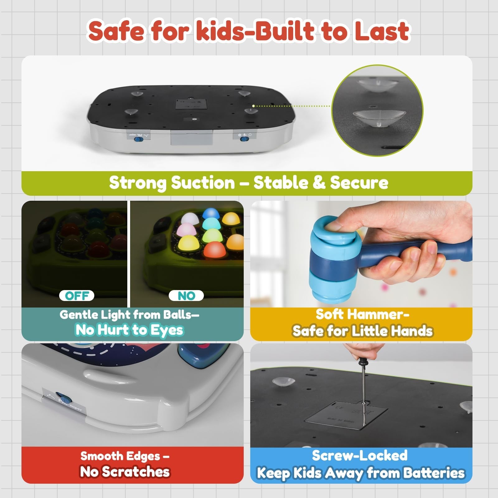 2-Player Whack Game Mole - Toys for Age 3-12 Kids,2 Hammers,3 Modes with Soun...