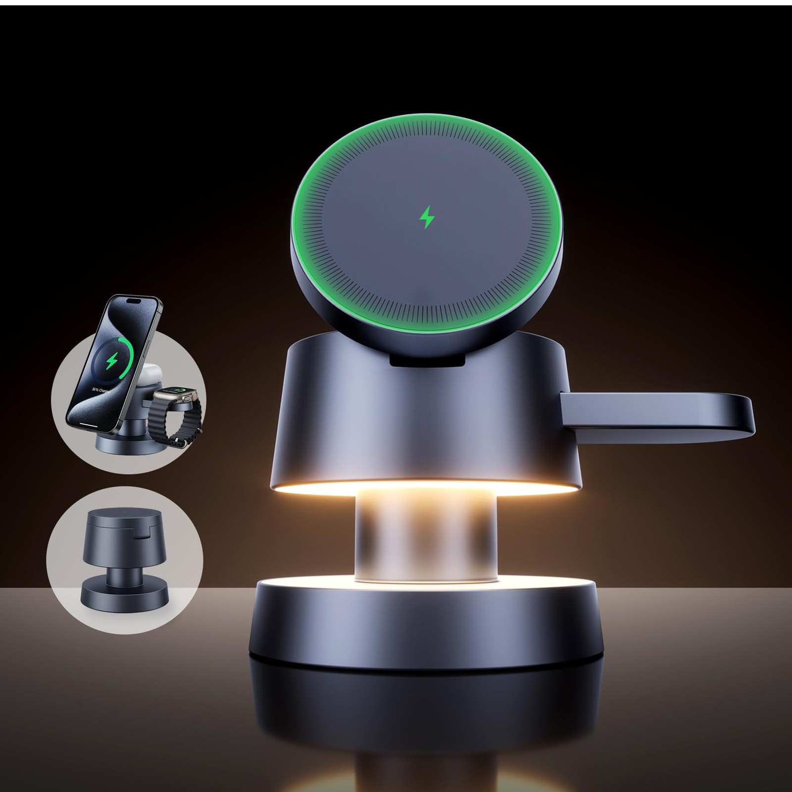 4-in-1 MagSafe Wireless Charging Station with Night Light for iPhone & Accessories