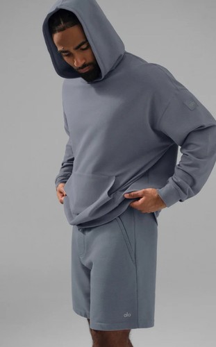 Alo Yoga Herren Double Take Hoodie Steel Grey Gr. M
