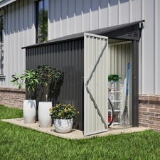 4'x8' Metal Outdoor Storage Shed Heavy Duty Large Garden Tool Shed w/Floor Kit