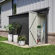 4'x8' Metal Outdoor Storage Shed Heavy Duty Large Garden Tool Shed w/Floor Kit