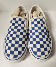 Vans Blue White Checkerboard Slip-On Canvas Shoes - Size M7.5/W9.0