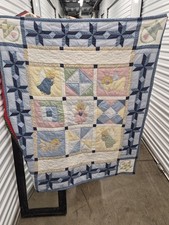 ANGELS Baby Crib Quilt Blanket Wall Decor 59" 50" Blue, Pink  White