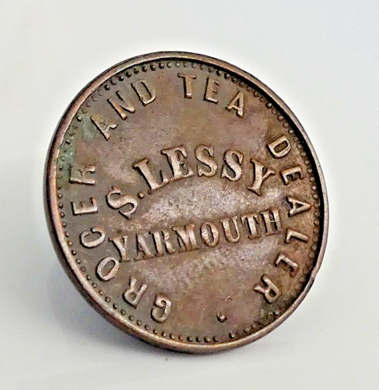 S. LESSY YARMOUTH GROCER AND TEA DEALER FARTHING ADVERTISING TOKEN