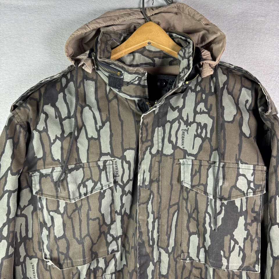 Vintage Winchester Jacket Mens Large Trebark Camo Hooded Parka Lined Hunting 90s - Image 2 of 4