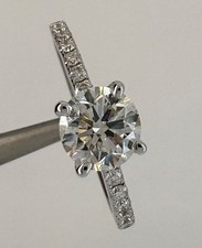 1.37 tcw Round Brilliant Natural Diamond Engagement Ring. CTR GIA 1.00 ct SI1 H