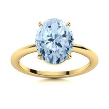 925 Silver Aquamarine Stone March Birth Solitaire Engagement Trendy Ring