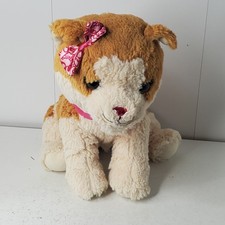 Barbie Puppy Dog Stuffed Animal Plush Toy Brown Cream Pink Bow Collar Just Play