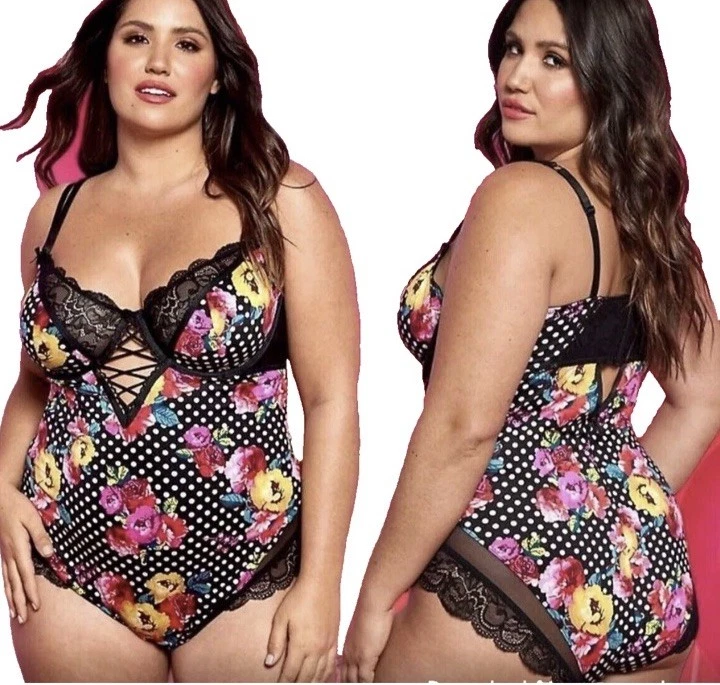 BODYSUIT TORRID & Betsey Johnson preto florido TAMANHO 2X (18-20) edição limitada novo com etiquetas - Imagem 4 de 4