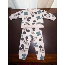Disney Baby Mickey Mouse Quilted Sweatshirt and Jogger Set Cream Teal 12M