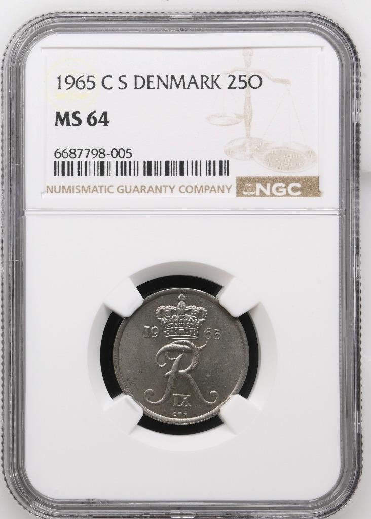 Denmark 25 Ore 1965 CS NGC MS 64