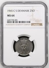 Denmark 25 Ore 1965 CS NGC MS 64