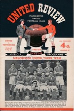 SIGNED PROGRAMME - Manchester United v Tottenham 1953/1954 - MANY AUTOGRAPHS