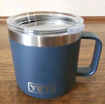Yeti Rambler 14 oz Stainless Steel Mug Vacuum In Navy Blue Coffee Cup with Lid