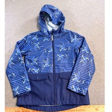 Cat Jack Dinosaur Rain Jacket Kids Boys Size 6/7 Blue Hooded Waterproof Coat