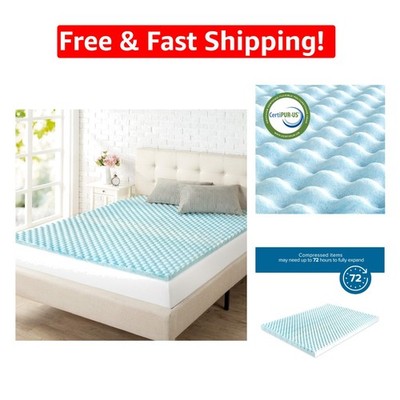 Experience Blissful Sleep with 1.5-inch Twin Swirl Gel Cooling Mattress Topper