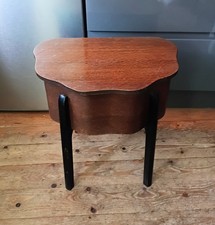 Vintage mid century Morco wooden sewing box storage table unusual wavy design