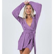Princess Polly Purple Wrap Dress Long Sleeve Slinky Jersey Women’s Size 4