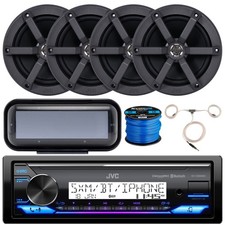 JVC KDX38MBS 1-DIN Media Receiver, 4x 6.5" 100W Speakers, Cover, Wire  Antenna