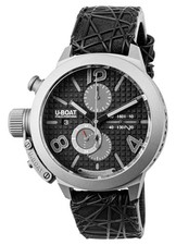 Limited Edition U-Boat Classico Automatic Chrono Black Leather Mens Watch 3004