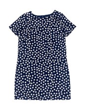 J. Crew Polka Dot Print Shift Dress Navy Blue White Short Sleeves Lined Sz 6