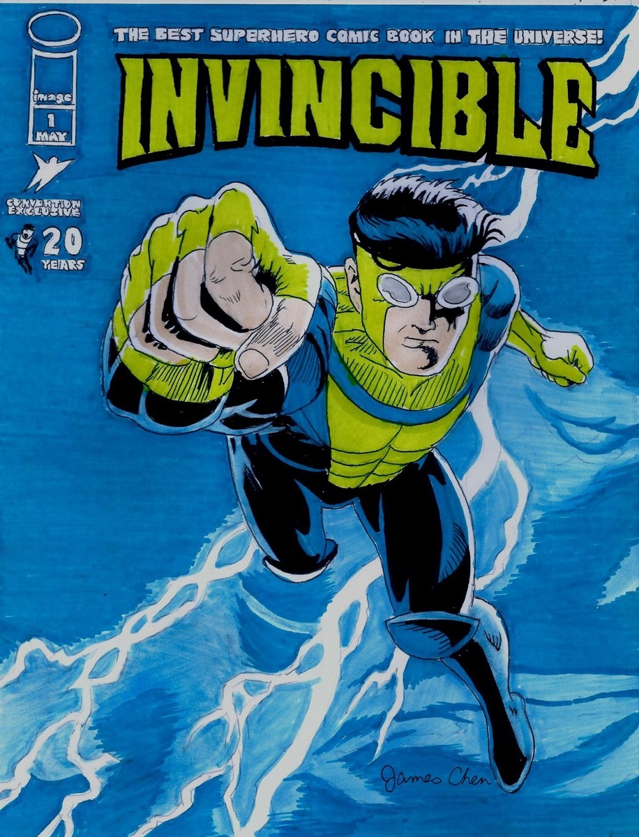 Invincible オリジナルアート Chad Hardin OA アメコミ INVINCIBLE # 1 COVER RECREATION ORIGINAL COMIC COLOR ART ON CARD